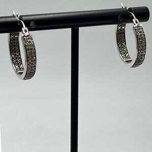 DBJ Dee‎ Berkley 925 Sterling Silver Genuine Cut Diamond In & Out Hoop
Earrings